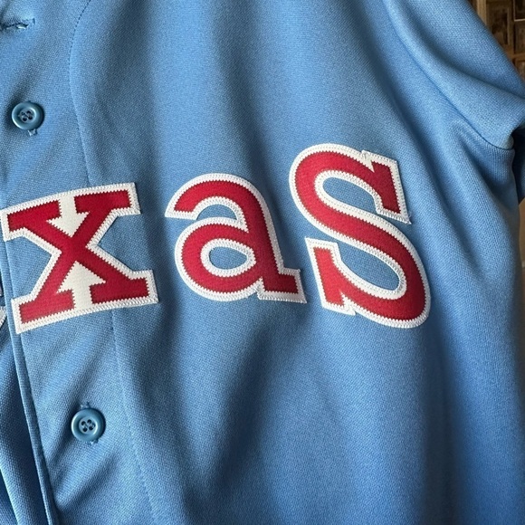 SOLD Vintage Texas Rangers Nolan Ryan Majestic Cooperstown MLB Light Blue - Picture 7 of 10